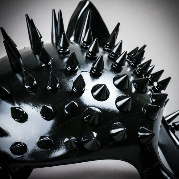 Cat Steampunk Spikes Masquerade Sexy Face Mask - Black - Picture 5 of 10